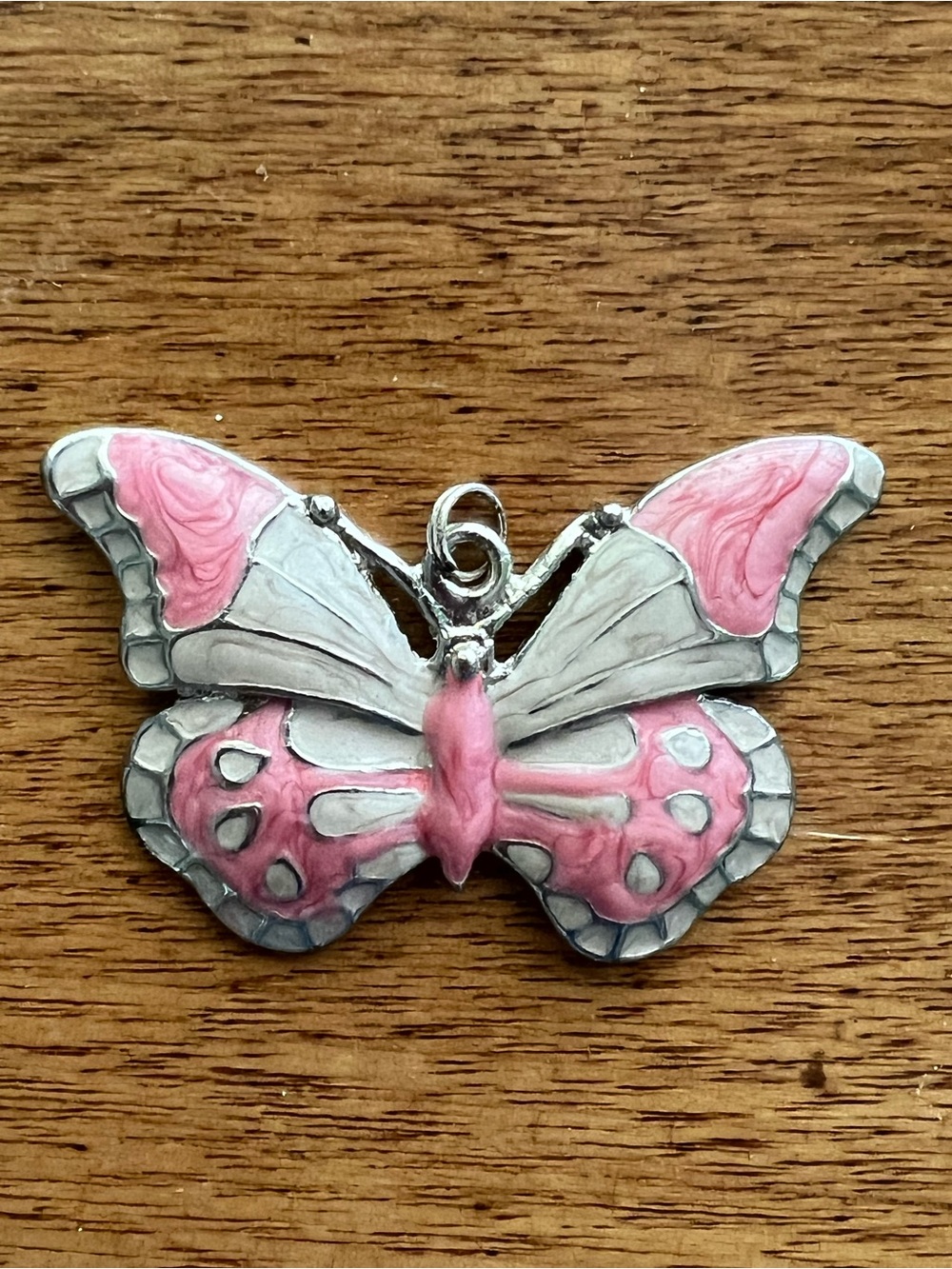 Vintage Pink Butterfly enamel Pendant Necklace -Y2K-